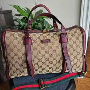 Gucci Monogram Medium Satchel Bag as is condition
